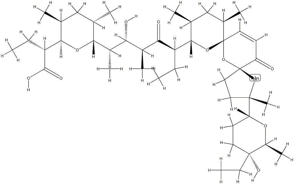 (4S)-20-Deoxy-20-oxo-4β-methylsalinomycin, 58439-94-4, 结构式