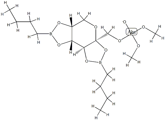 2-O,3-O:4-O,5-O-Bis(butylboranediyl)-β-D-fructopyranose 1-(phosphoric acid dimethyl) ester 结构式