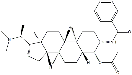 N-[(20S)-20-Dimethylamino-4β-acetyloxy-5α-pregnan-3β-yl]benzamide Struktur
