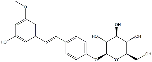 BETA-D-葡萄糖苷 4-[(1E)-2-(3-羟基-5-甲氧基苯基)乙烯基]苯 结构式