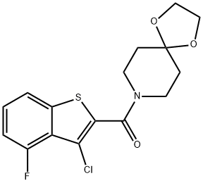 1,4-Dioxa-8-azaspiro[4.5]decane,8-[(3-chloro-4-fluorobenzo[b]thien-2-yl)carbonyl]-(9CI),588674-14-0,结构式