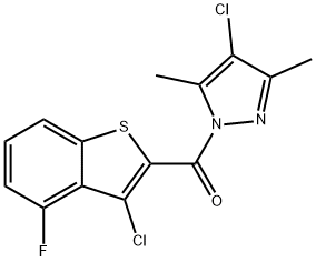 1H-Pyrazole,4-chloro-1-[(3-chloro-4-fluorobenzo[b]thien-2-yl)carbonyl]-3,5-dimethyl-(9CI),588674-72-0,结构式