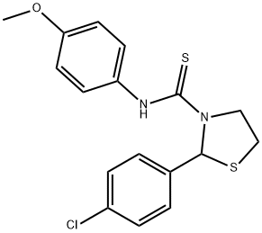 3-Thiazolidinecarbothioamide,2-(4-chlorophenyl)-N-(4-methoxyphenyl)-(9CI),590378-87-3,结构式