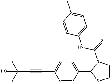3-Thiazolidinecarbothioamide,2-[4-(3-hydroxy-3-methyl-1-butynyl)phenyl]-N-(4-methylphenyl)-(9CI),590379-01-4,结构式