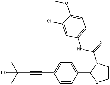 3-Thiazolidinecarbothioamide,N-(3-chloro-4-methoxyphenyl)-2-[4-(3-hydroxy-3-methyl-1-butynyl)phenyl]-(9CI),590379-02-5,结构式