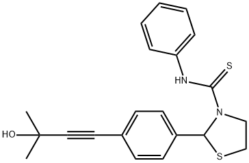 3-Thiazolidinecarbothioamide,2-[4-(3-hydroxy-3-methyl-1-butynyl)phenyl]-N-phenyl-(9CI),590379-25-2,结构式