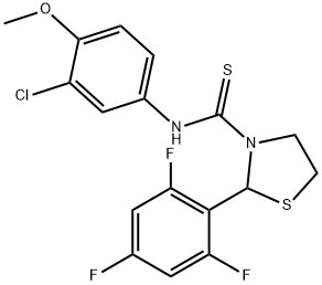3-Thiazolidinecarbothioamide,N-(3-chloro-4-methoxyphenyl)-2-(2,4,6-trifluorophenyl)-(9CI),590379-71-8,结构式