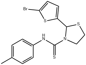 3-Thiazolidinecarbothioamide,2-(5-bromo-2-thienyl)-N-(4-methylphenyl)-(9CI),590379-81-0,结构式