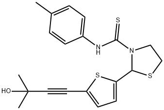 3-Thiazolidinecarbothioamide,2-[5-(3-hydroxy-3-methyl-1-butynyl)-2-thienyl]-N-(4-methylphenyl)-(9CI),590380-11-3,结构式