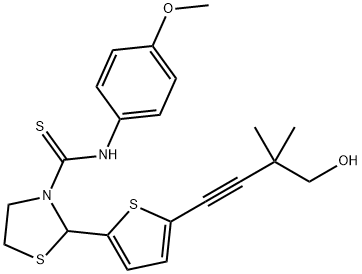 3-Thiazolidinecarbothioamide,2-[5-(4-hydroxy-3,3-dimethyl-1-butynyl)-2-thienyl]-N-(4-methoxyphenyl)-(9CI),590380-35-1,结构式