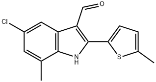 1H-Indole-3-carboxaldehyde,5-chloro-7-methyl-2-(5-methyl-2-thienyl)-(9CI) 结构式