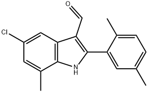1H-Indole-3-carboxaldehyde,5-chloro-2-(2,5-dimethylphenyl)-7-methyl-(9CI),590391-45-0,结构式