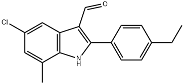 1H-Indole-3-carboxaldehyde,5-chloro-2-(4-ethylphenyl)-7-methyl-(9CI),590391-48-3,结构式