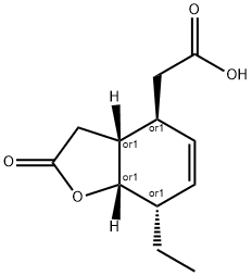 4-Benzofuranaceticacid,7-ethyl-2,3,3a,4,7,7a-hexahydro-2-oxo-,(3aR,4S,7S,7aS)-rel-(9CI) Struktur