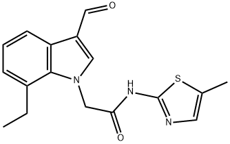 1H-Indole-1-acetamide,7-ethyl-3-formyl-N-(5-methyl-2-thiazolyl)-(9CI),593236-60-3,结构式