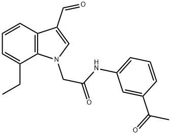 1H-Indole-1-acetamide,N-(3-acetylphenyl)-7-ethyl-3-formyl-(9CI) 结构式