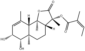 (Z)-2-Methyl-2-butenoic acid (3R,3aβ,5aα,9aβ,9bα)-2,3,3a,4,5,5a,6,7,9a,9b-decahydro-6α,7α-dihydroxy-3,5a,9-trimethyl-2-oxonaphtho[1,2-b]furan-3α-yl ester Structure