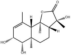(3R,3aβ,5aα,6α,7α,9aβ,9bα)-3a,4,5,5a,6,7,9a,9b-オクタヒドロ-3α,6,7-トリヒドロキシ-3β,5a,9-トリメチルナフト[1,2-b]フラン-2(3H)-オン 化学構造式