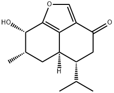(5R)-4,5,5aα,6,7,8-ヘキサヒドロ-8α-ヒドロキシ-7α-メチル-5-イソプロピル-3H-ナフト[1,8-bc]フラン-3-オン 化学構造式
