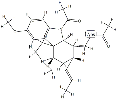 (19E)-1-アセチル-19,20-ジデヒドロ-10-メトキシクラン-17-オールアセタート 化学構造式
