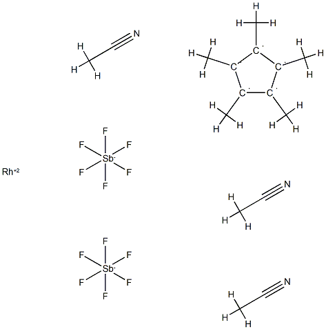 Tris(acetonitrile)pentamethylcyclopentadienylrhodium(III) hexafluoroantimonate, min. 98% 化学構造式