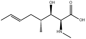 (2S,3R,4R,6E)-3-羟基-4-甲基-2-甲氨基-6-辛烯酸 结构式