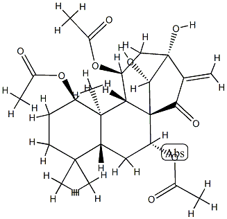 (14S)-1β,7α,11β-Triacetoxy-13,14-dihydroxykaur-16-en-15-one 结构式