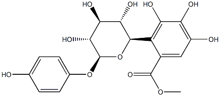 4-ヒドロキシフェニル6-O-(3,4,5-トリヒドロキシベンゾイル)-β-D-グルコピラノシド 化学構造式