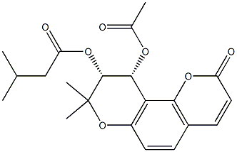 3-Methylbutyric acid [[9R,10R,(+)]-10-acetoxy-9,10-dihydro-8,8-dimethyl-2-oxo-2H,8H-benzo[1,2-b:3,4-b']dipyran-9-yl] ester Structure