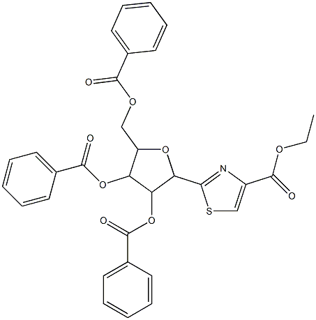 2-(2,3,5-Tri-O-benzoyl-β-D-ribofuranosyl)-4-thiazolecarboxylic Acid Ethyl Ester 结构式