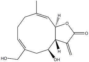 (3aR)-3aβ,4,5,8,9,11aα-Hexahydro-4β-hydroxy-6-hydroxymethyl-10-methyl-3-methylenecyclodeca[b]furan-2(3H)-one,60147-79-7,结构式