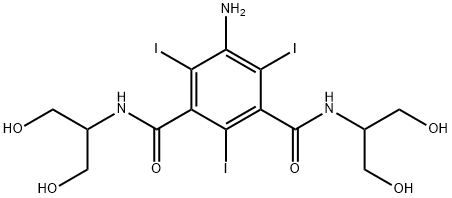 5-アミノ-N,N'-ビス[2-ヒドロキシ-1-(ヒドロキシメチル)エチル]-2,4,6-トリヨード-1,3-ベンゼンジカルボキサミド 化学構造式
