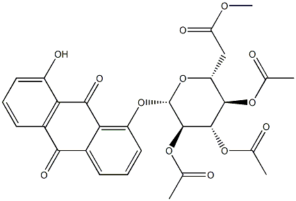 8-Hydroxy-1-(2-O,3-O,4-O,6-O-tetraacetyl-β-D-glucopyranosyloxy)-9,10-anthracenedione,60197-68-4,结构式