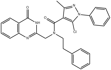 1H-Pyrazole-4-carboxamide,5-chloro-N-[(1,4-dihydro-4-oxo-2-quinazolinyl)methyl]-3-methyl-1-phenyl-N-(2-phenylethyl)-(9CI) Structure