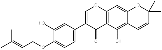 5-Hydroxy-7-[3-hydroxy-4-[(3-methyl-2-butenyl)oxy]phenyl]-2,2-dimethyl-2H,6H-benzo[1,2-b:5,4-b']dipyran-6-one Structure