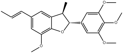 (2R)-2,3-Dihydro-7-methoxy-3α-methyl-5-[(E)-1-propenyl]-2β-(3,4,5-trimethoxyphenyl)benzofuran 结构式