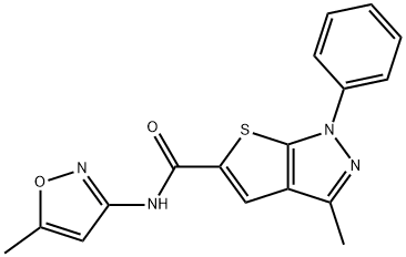 1H-Thieno[2,3-c]pyrazole-5-carboxamide,3-methyl-N-(5-methyl-3-isoxazolyl)-1-phenyl-(9CI) Structure