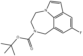 tert-butyl 9-fluoro-3,4-dihydro-[1,4]diazepino[6,7,1-hi]indole-2(1H)-carboxylate Struktur