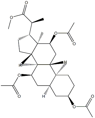(20S)-3α,7α,12α-Tris(acetyloxy)-5β-pregnane-20-carboxylic acid methyl ester 结构式