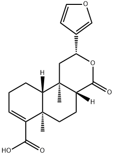 (2R)-2α-(3-フリル)-1,4,4aβ,5,6,6a,9,10,10aβ,10b-デカヒドロ-6aα,10bα-ジメチル-4-オキソ-2H-ナフト[2,1-c]ピラン-7-カルボン酸 化学構造式