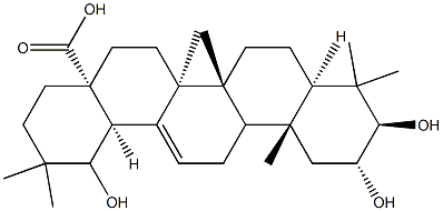 2α,3β,18-トリヒドロキシオレアナ-12-エン-28-酸 化学構造式