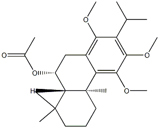 (4bS,8aβ,9α)-4b,5,6,7,8,8a,9,10-オクタヒドロ-1,3,4-トリメトキシ-4bα,8,8-トリメチル-2-イソプロピル-9-フェナントレノールアセタート 化学構造式
