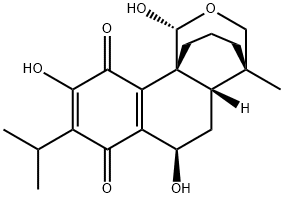 (1R,4S)-4,4aβ,5,6,7,10-Hexahydro-1α,6β,9-trihydroxy-4-methyl-8-isopropyl-3H-4β,10bβ-propano-1H-naphtho[1,2-c]pyran-7,10-dione Struktur