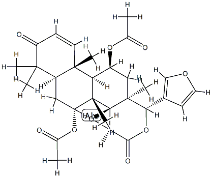 (13α,14β,15β,17aα)-7α,11β-Di(acetyloxy)-14,15:21,23-diepoxy-4,4,8-trimethyl-D-homo-24-nor-17-oxa-5α-chola-1,20,22-triene-3,16-dione Structure