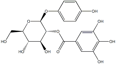 4-Hydroxyphenyl 2-O-(3,4,5-trihydroxybenzoyl)-β-D-glucopyranoside Struktur