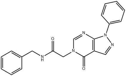 5H-Pyrazolo[3,4-d]pyrimidine-5-acetamide,1,4-dihydro-4-oxo-1-phenyl-N-(phenylmethyl)-(9CI) Structure