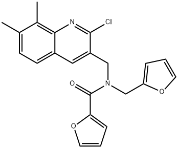 2-Furancarboxamide,N-[(2-chloro-7,8-dimethyl-3-quinolinyl)methyl]-N-(2-furanylmethyl)-(9CI) Struktur
