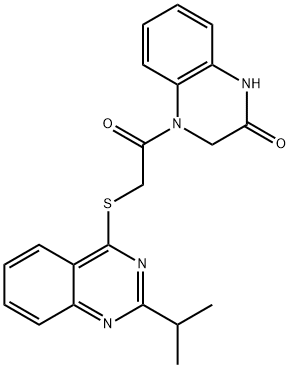 2(1H)-Quinoxalinone,3,4-dihydro-4-[[[2-(1-methylethyl)-4-quinazolinyl]thio]acetyl]-(9CI) Struktur