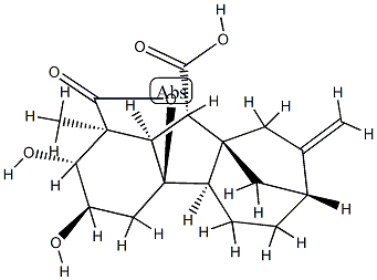 2β,3α,4aα-Trihydroxy-1β-methyl-8-methylenegibbane-1α,10β-dicarboxylic acid 1,4a-lactone Structure
