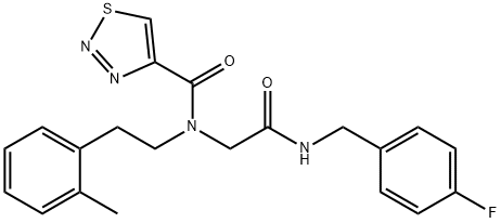 1,2,3-Thiadiazole-4-carboxamide,N-[2-[[(4-fluorophenyl)methyl]amino]-2-oxoethyl]-N-[2-(2-methylphenyl)ethyl]-(9CI) Structure